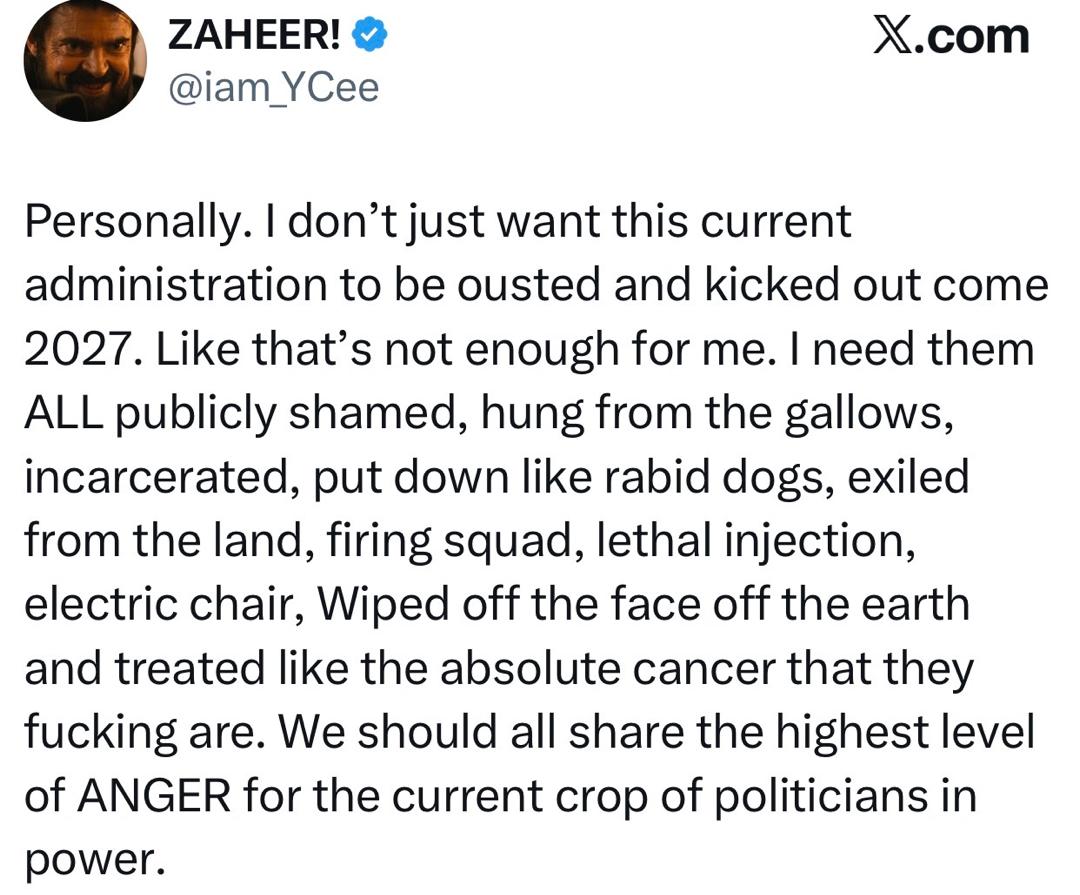 I need them ALL publicly sh@med, hung From the gallows, incarcerated and treated like the absolute cancer that they are? - Rapper Ycee shares his wishes for the present APC administration in 2027